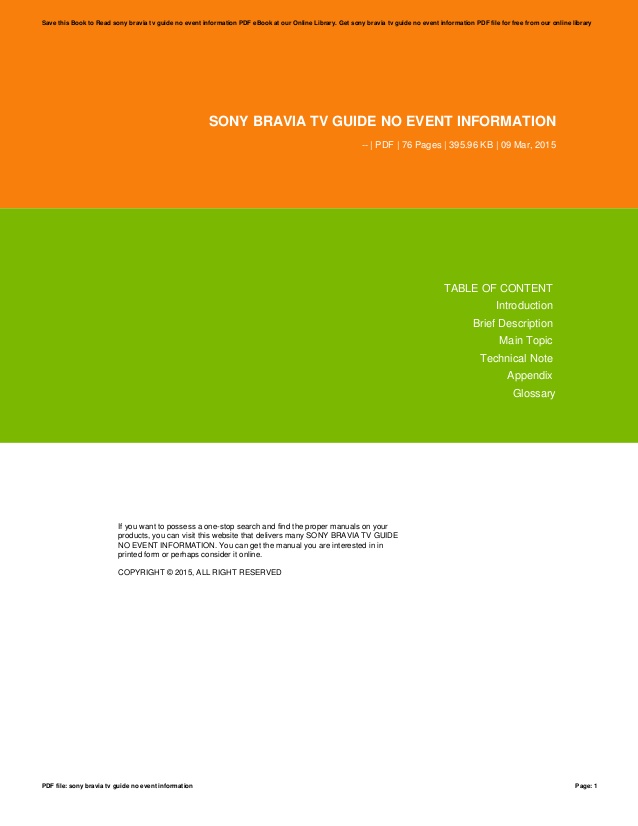 Sony Bravia Tv Guide No Event Information 2018